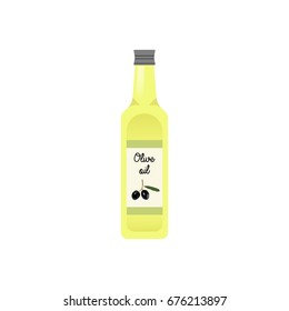 Olive oil bottle flat icon.