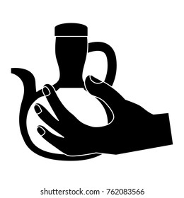 olive oil bottle hand holding icon image vector illustration des