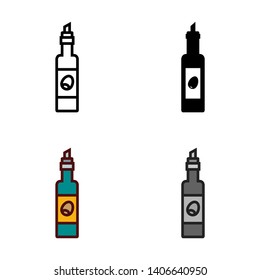 Olive Oil Bottle Icon in Different Color and Style