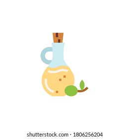 Olive oil bottle icon. Flat illustration of olive oil bottle vector icon for web