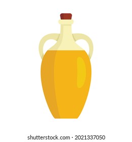 Ikone der Ölflasche. Flache Illustration der Olivenölflasche, Vektorsymbol einzeln auf weißem Hintergrund