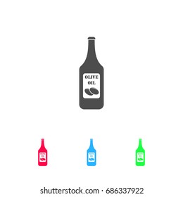 Olive oil bottle icon flat. Color pictogram on white background. Vector illustration symbol and bonus icons