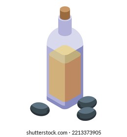 Olive oil bottle icon isometric vector. Glass label. Food cooking