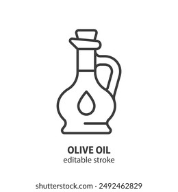 Olive oil bottle line icon. Symbol olive oil vector illustration. Editable stroke.