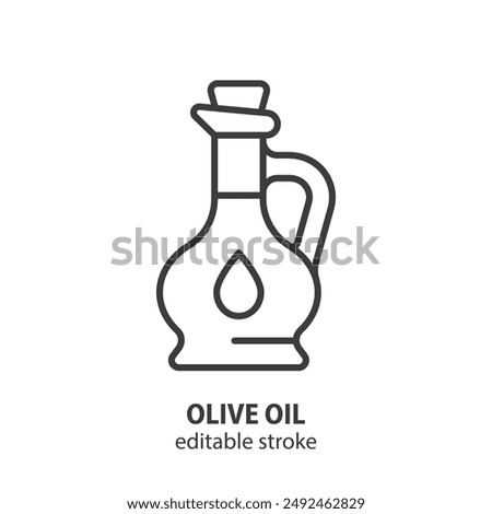 Olive oil bottle line icon. Symbol olive oil vector illustration. Editable stroke.