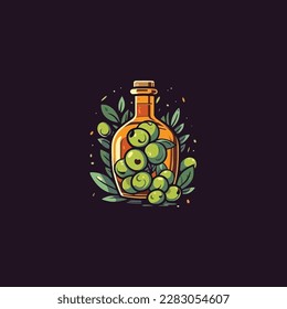 olive oil and bottle logo vector