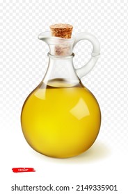 Olive oil in a bottle on isolated background. Vector realistic oil bottle.