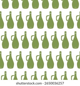 Olive oil bottle. Seamless pattern.