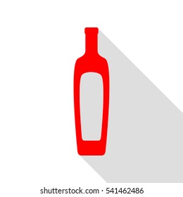 Olive oil bottle sign. Red icon with flat style shadow path.
