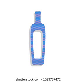 Olive oil bottle sign. Vector. Neon blue icon with cyclamen polka dots pattern with light gray shadow on white background. Isolated.