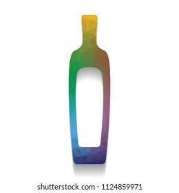 Olive oil bottle sign. Vector. Colorful icon with bright texture of mosaic with soft shadow on white background. Isolated.
