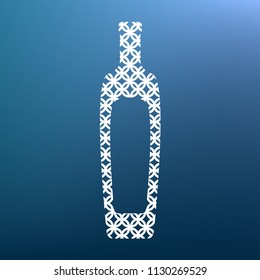 Olive oil bottle sign. Vector. White textured icon at lapis lazuli gradient background.