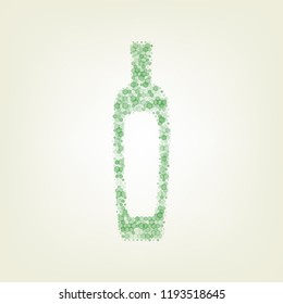 Olive oil bottle sign. Vector. Green hexagon rastered icon and noised opacity and size at light green background with central light.