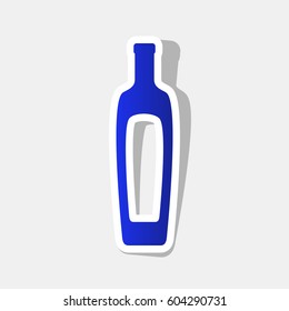 Olive oil bottle sign. Vector. New year bluish icon with outside stroke and gray shadow on light gray background.
