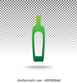 Olive oil bottle sign. Vector. Green gradient icon with shadow at bottom on transparent and white background.
