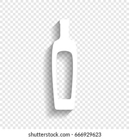 Olive oil bottle sign. Vector. White icon with soft shadow on transparent background.