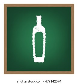 Olive oil bottle sign. White chalk effect on green school board.