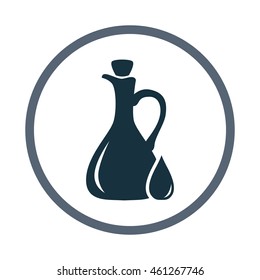 Olive oil in the bottle simple icon on the background