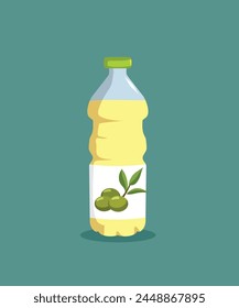 
Olive Oil Bottle Vector Cartoon Illustration Design. Mediterranean food ingredient great for salad preparation 
