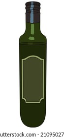 Ilustración vectorial de la botella de aceite de oliva. Esbozo de color