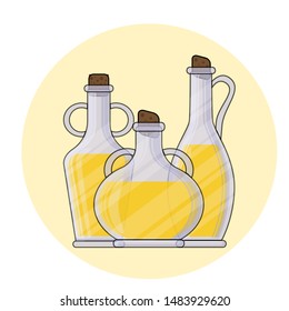 Olive oil bottles icon. Vector illustration for design, web and decor for the festival of olives.