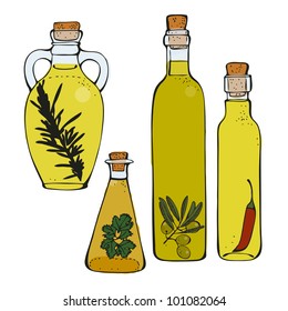 Olive oil bottles isolated on a white background