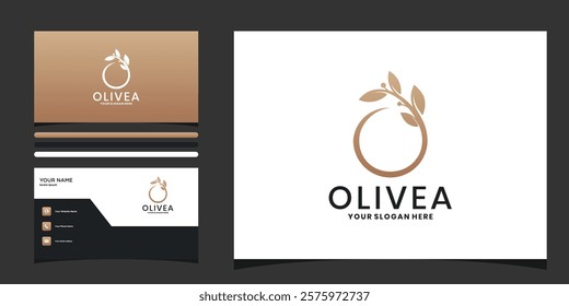 Olive oil branch logo with business card template design