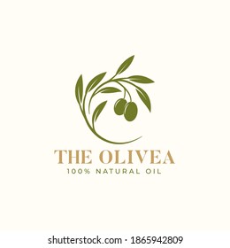 olive oil branch logo vintage design