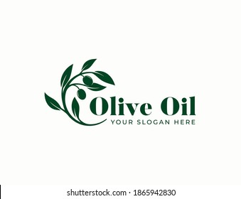 olive oil branch logo vintage design