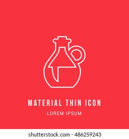 Olive Oil Bright red material designed line thin flat icon / logo