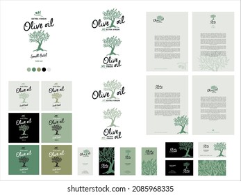 Olive oil company design elements for stationery