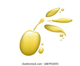 Olive oil concept of healthy tasty oil flowing oil with olive shape vector illustration on white background