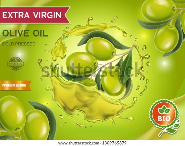 Olive Oil Design Banner Olive Branch Stock Vector Royalty Free
