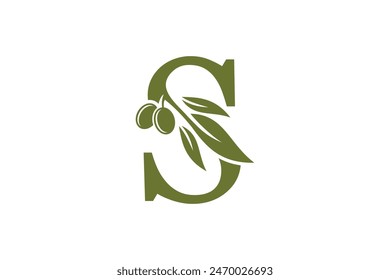 olive oil design with letter s concept