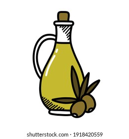 olive oil doodle icon, vector illustration