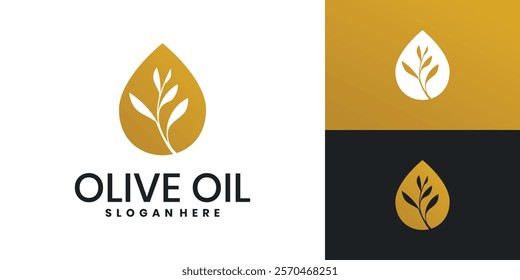 Olive oil drop logo design with creative concept