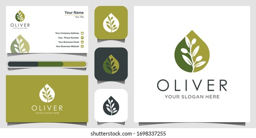 Olive Oil Or Droplet With Negative Space Logo Design Concept. Logo Design, Icon And Business Card