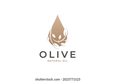 olive oil, droplet, water drop with flower, leaf, leaves logo design vector