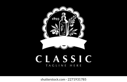 olive oil extra virgin bottle logo abstract monogram vector template
