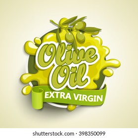 Olive oil extra virgin label, badge or seal on the white background, vector illustration.