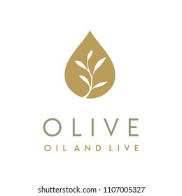 Olive Oil Extract Droplet Water Drop with Flower Plant Leaf Beauty logo design inspiration
