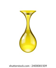 Olive oil falling realistic drop. Transparent essence oil falling drop, pure gasoline fuel realistic droplet, skin or hair care natural cosmetics serum or honey isolated 3d vector falling drip svg