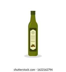 Olive oil. Flat icon. Isolated. Olive oil bottle. Vector
