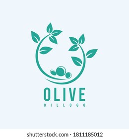 Olive Oil Flower Drops Logo Design Stock Vector. Art outline logo nature icon.