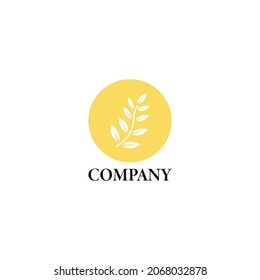Olive Oil Flower Logo applied for Beauty and Spa Company Logo. Logo of olives on a branch. Modern logo inline style on the color spot. Minimalistic floral vector illustration.