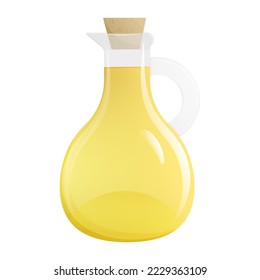 Olive oil glass bottle. Cooking oil. Vector isolated illustration