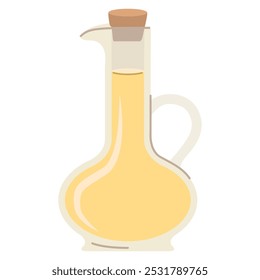 Azeite em uma garrafa de vidro.Azeite virgem extra.Ilustração vetorial.Isolado sobre fundo branco.