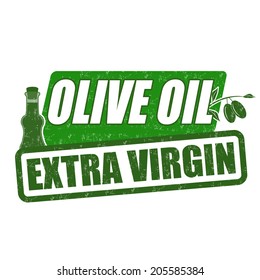 Olive oil grunge rubber stamp on white, vector illustration