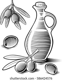Olive oil hand drawing