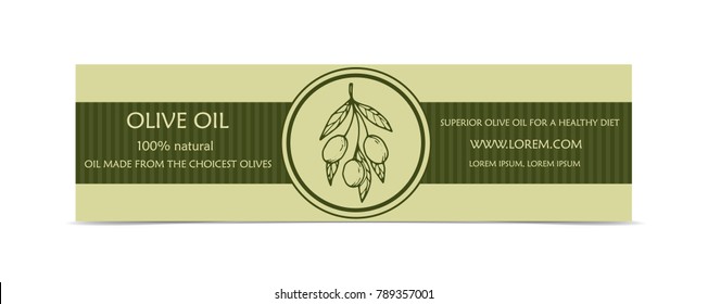 Olive oil horizontal banner with tree branch and fruits isolated vector illustration